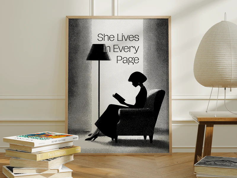 She Lives in Every Page Book Lover Print - Image 1