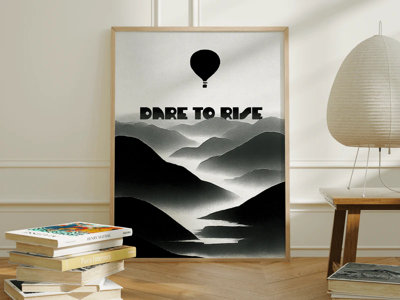 Dare to Rise Hot Air Balloon Print - Image 1