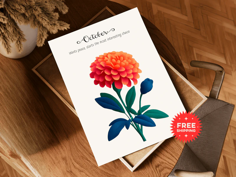 Marigold Birth Flower Print - Image 1
